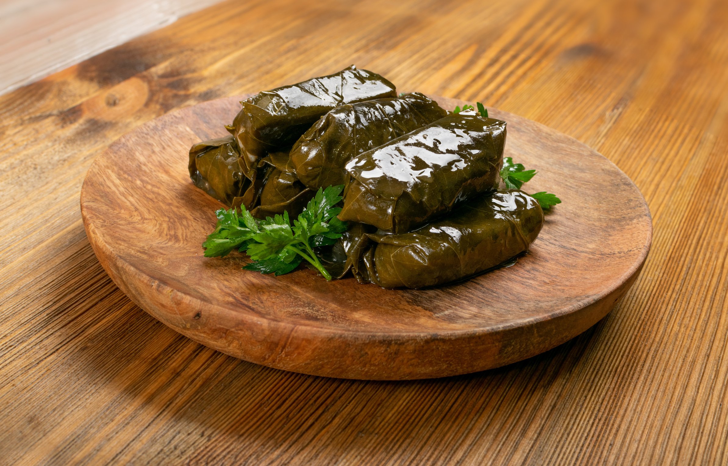 Traditional Turkish Dolma on Wooden Board